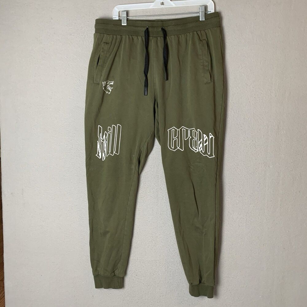 Kill Crew Joggers Men XL Green Sweatpants Athleisure Lounge Wolf Skater Grunge